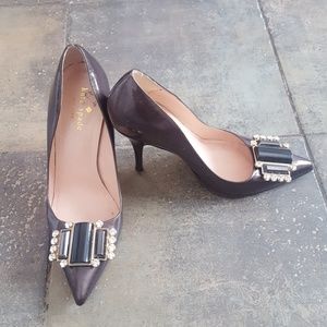 Kate Spade Charcoal Pumps with stone detail